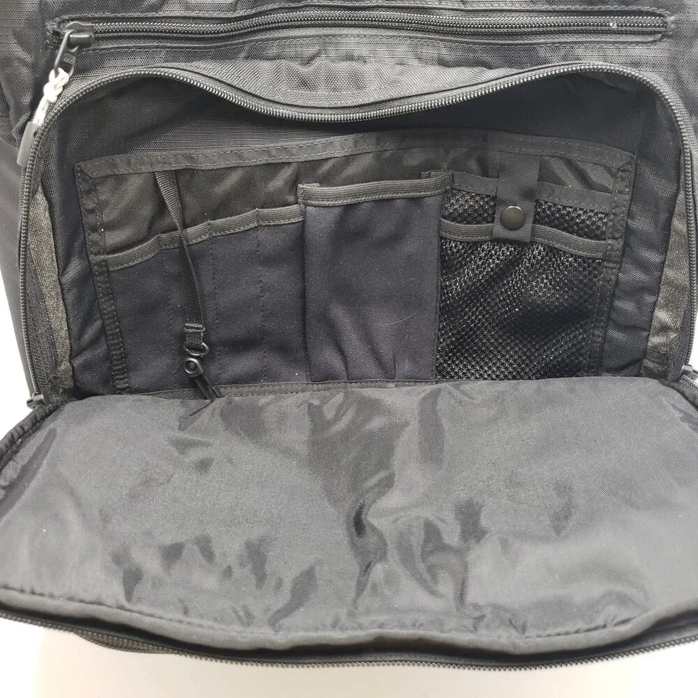 Vintage LL Bean Black Padded Laptop Messenger Bag Briefcase Satchel Multi Pocket